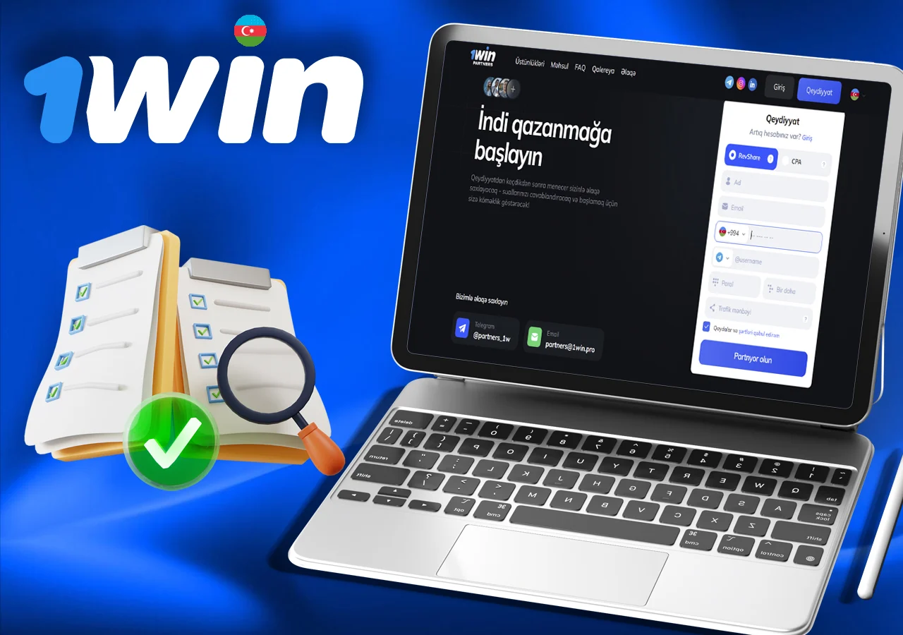 1Win tərəfdaşlıq proqramında yeni istifadəçilərin qeydiyyatı prosesi